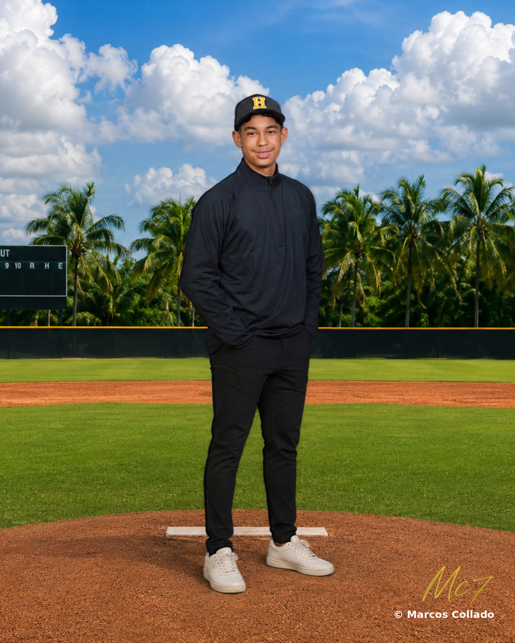 Marcos Collado standing on the pitcher's mound
